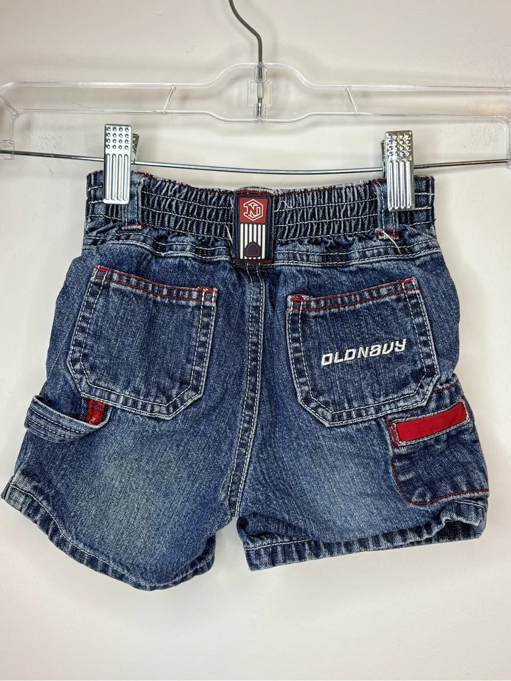 Old Navy Y2K  Blue Denim Kids Shorts with Red Trim Size 6m-12m